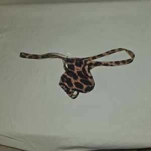 Leopard Print Muscleskins Men's Thong Swimsuit - Large